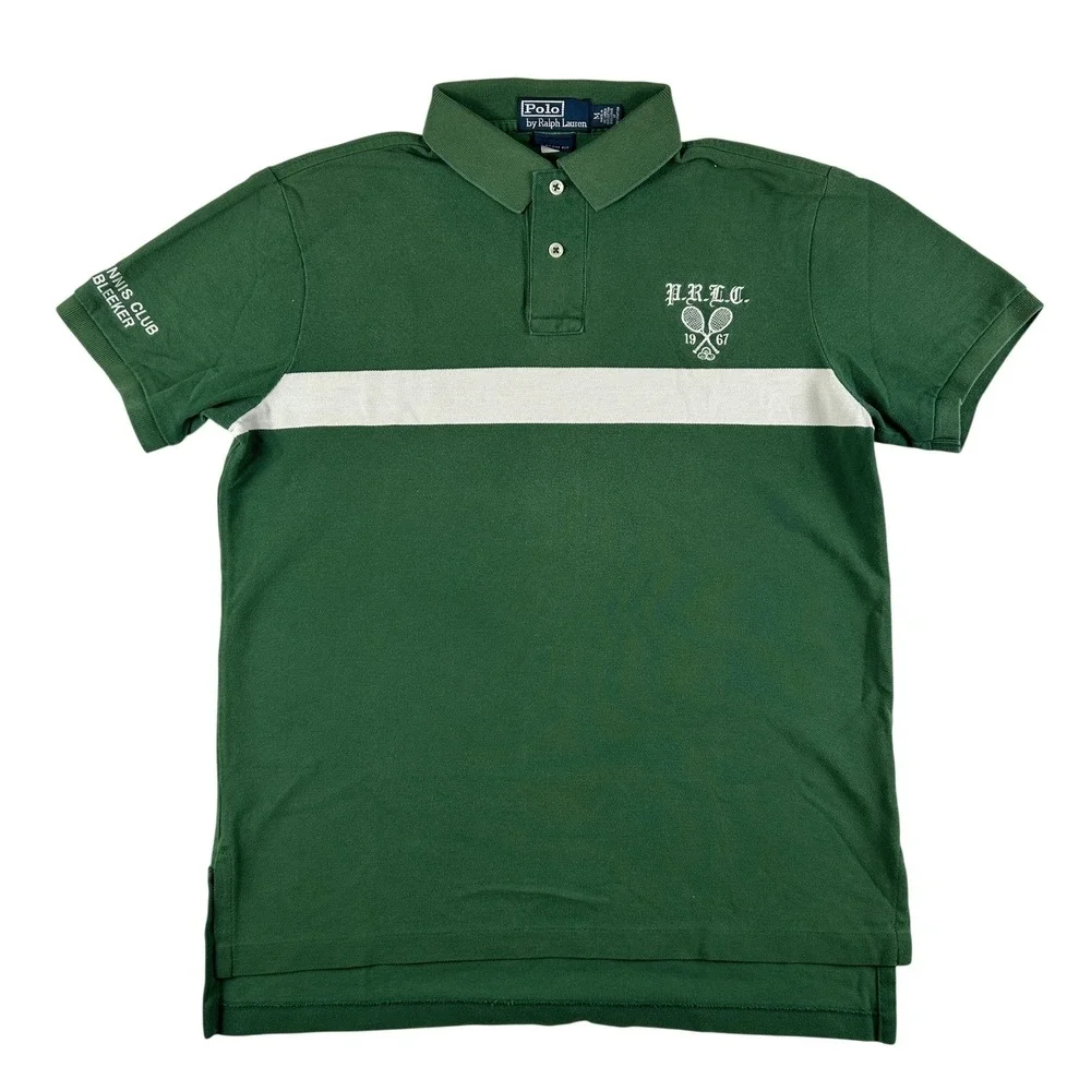 Polo Ralph Lauren Polo Shirt Mens Medium Tennis Club Crest Logo Custom Fit